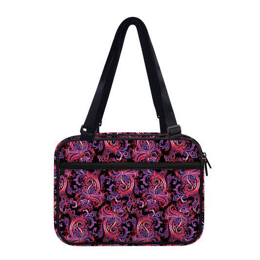 Purple Paisley Pattern Print Double Strap Bible Bag