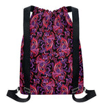 Purple Paisley Pattern Print Drawstring Backpack