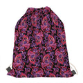 Purple Paisley Pattern Print Drawstring Bag