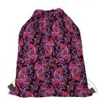 Purple Paisley Pattern Print Drawstring Bag