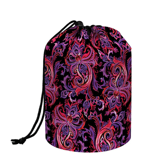 Purple Paisley Pattern Print Drawstring Makeup Bag