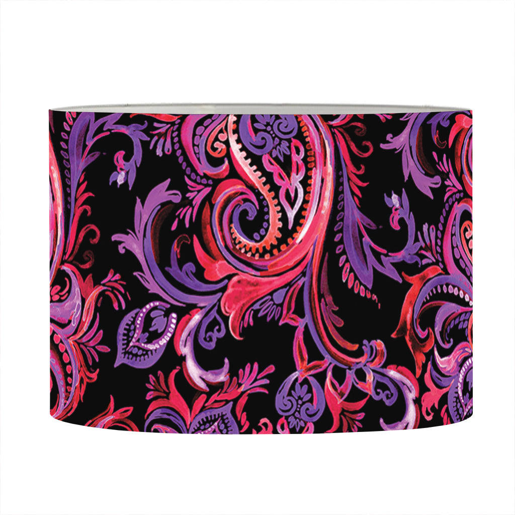 Purple Paisley Pattern Print Drum Lamp Shade