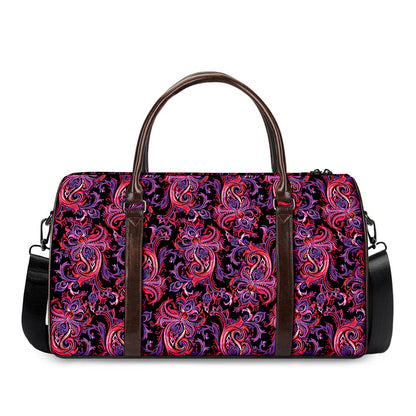 Purple Paisley Pattern Print Duffle Bag
