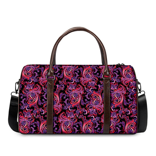 Purple Paisley Pattern Print Duffle Bag