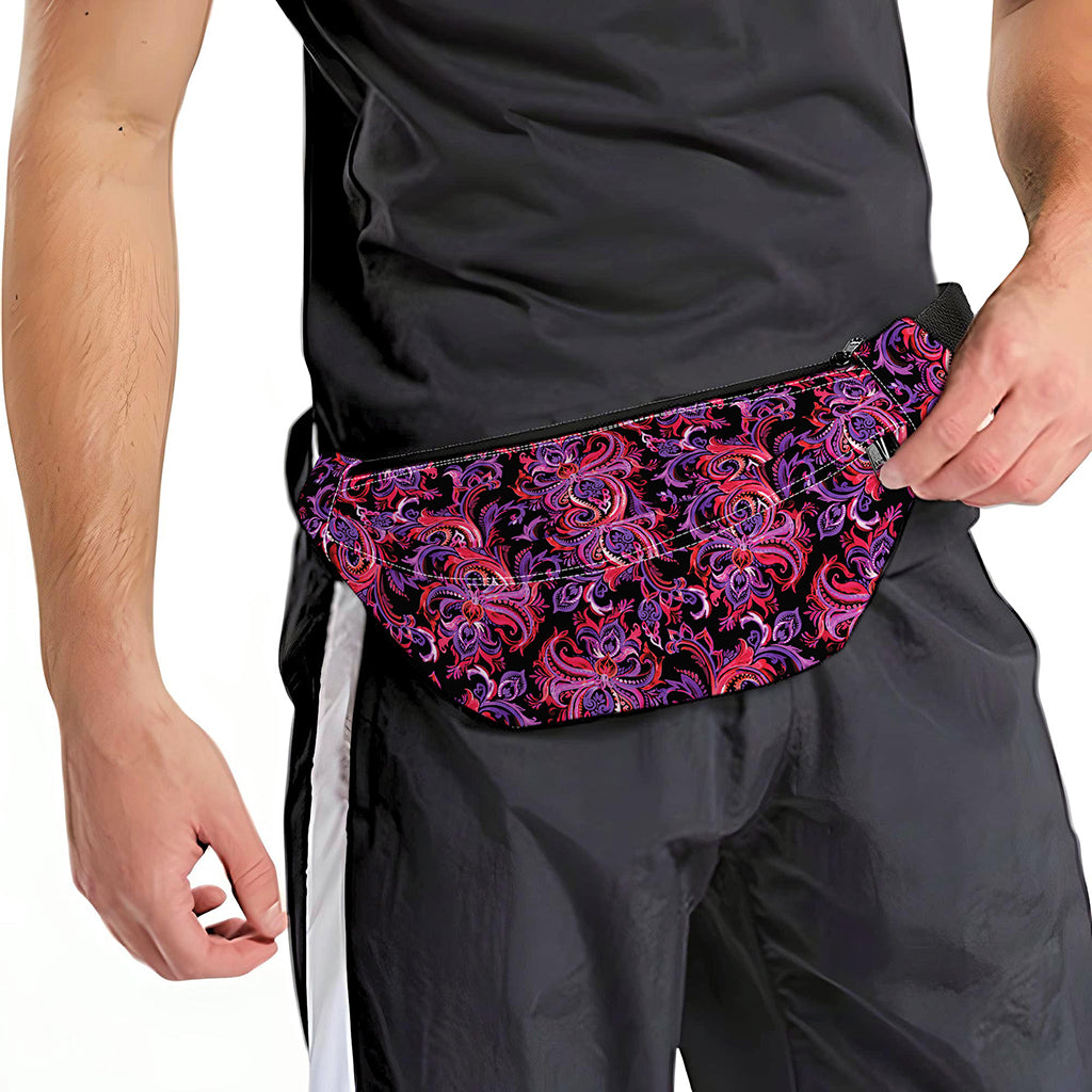 Purple Paisley Pattern Print Fanny Pack