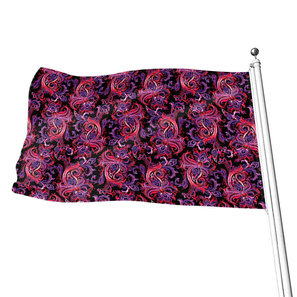 Purple Paisley Pattern Print Flag