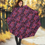 Purple Paisley Pattern Print Foldable Umbrella