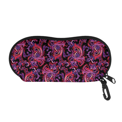 Purple Paisley Pattern Print Glasses Case