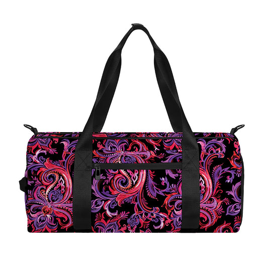 Purple Paisley Pattern Print Gym Bag