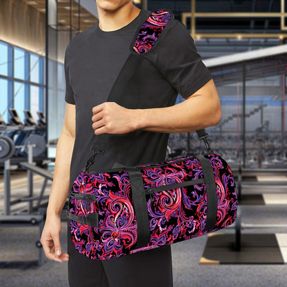 Purple Paisley Pattern Print Gym Bag