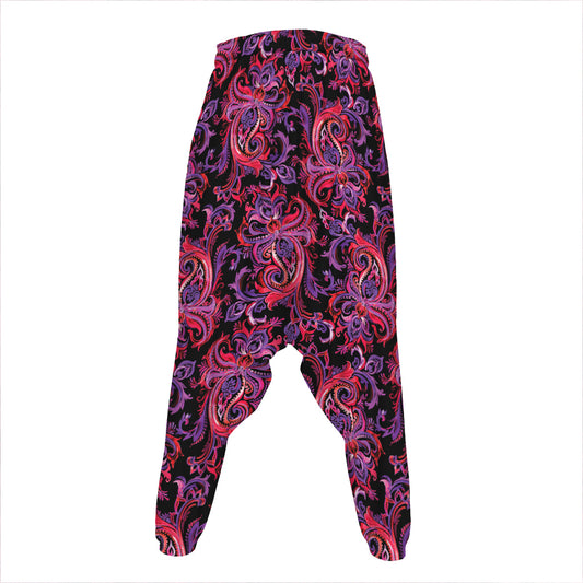 Purple Paisley Pattern Print Hammer Pants