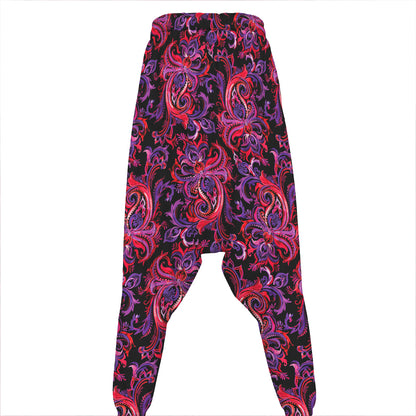Purple Paisley Pattern Print Hammer Pants