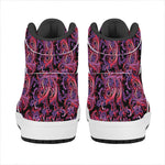 Purple Paisley Pattern Print High Top Leather Sneakers