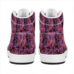 Purple Paisley Pattern Print High Top Leather Sneakers