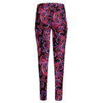 Purple Paisley Pattern Print High-Waisted Pocket Leggings