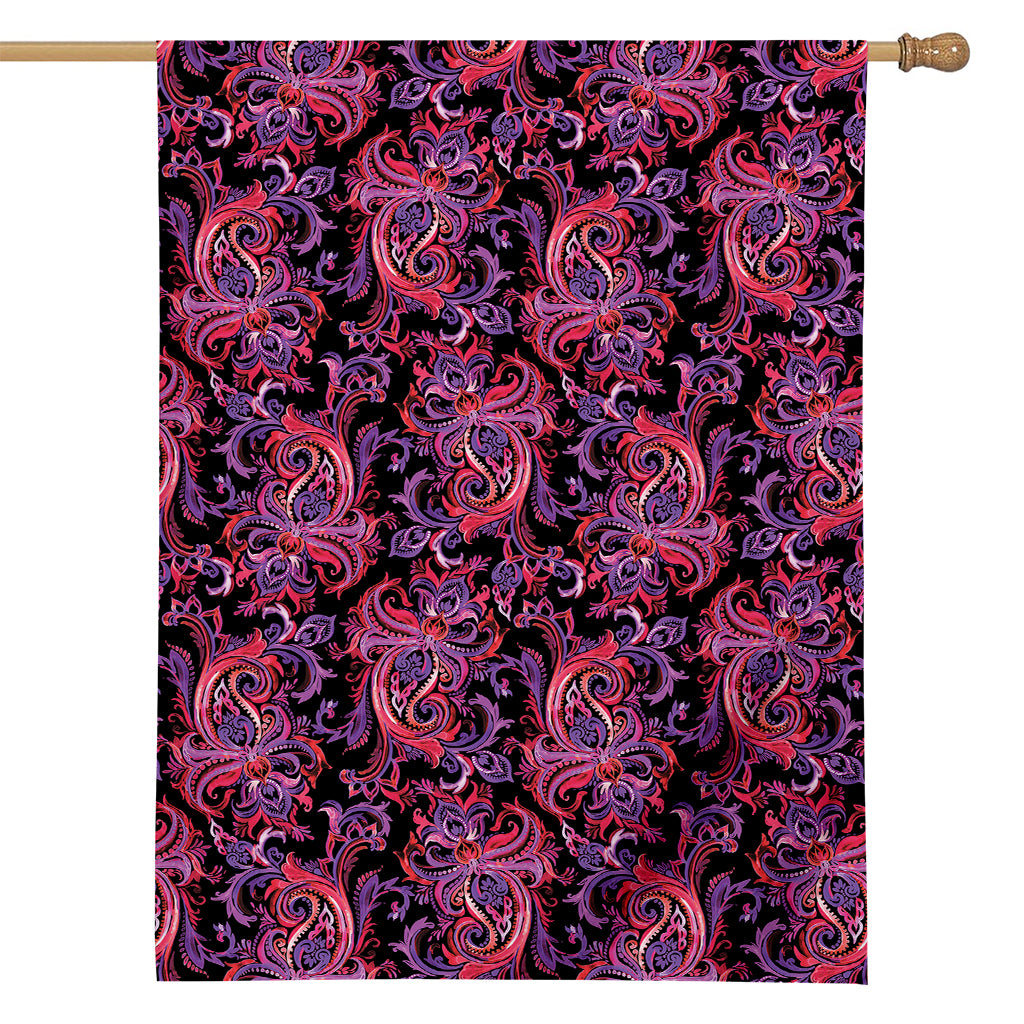 Purple Paisley Pattern Print House Flag