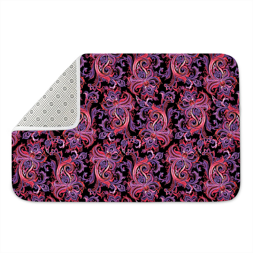 Purple Paisley Pattern Print Indoor Door Mat