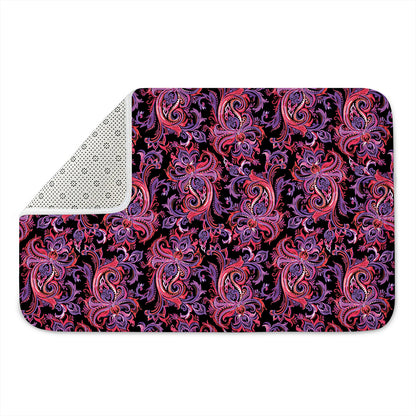 Purple Paisley Pattern Print Indoor Door Mat