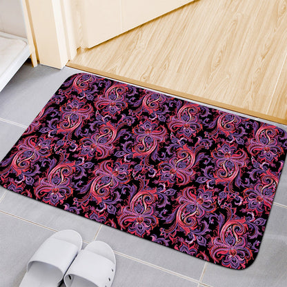 Purple Paisley Pattern Print Indoor Door Mat