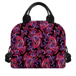 Purple Paisley Pattern Print Insulated Lunch Bag
