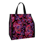 Purple Paisley Pattern Print Insulated Lunch Tote