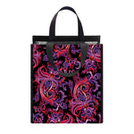 Purple Paisley Pattern Print Insulated Lunch Tote