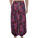 Purple Paisley Pattern Print Lantern Pants