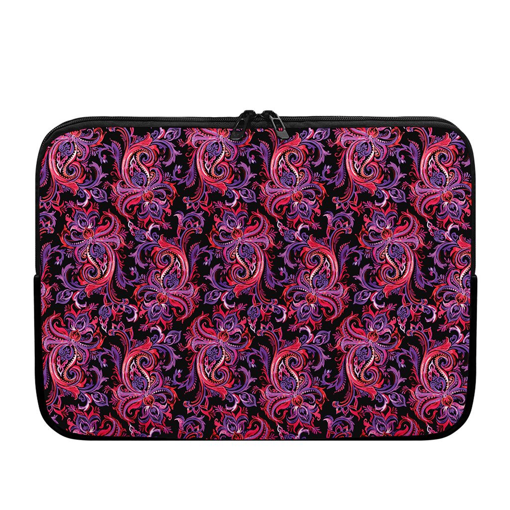 Purple Paisley Pattern Print Laptop Sleeve