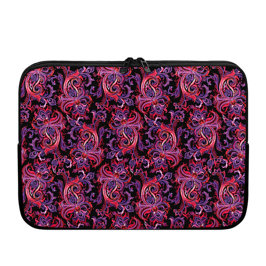Purple Paisley Pattern Print Laptop Sleeve