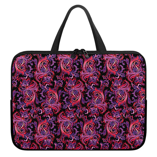 Purple Paisley Pattern Print Laptop Sleeve With Handle
