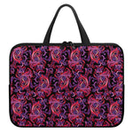 Purple Paisley Pattern Print Laptop Sleeve With Handle