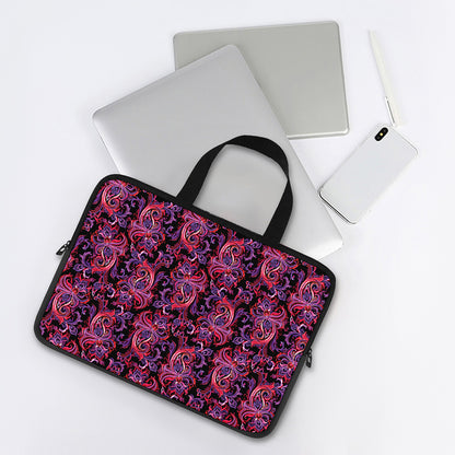 Purple Paisley Pattern Print Laptop Sleeve With Handle