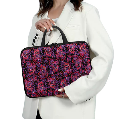 Purple Paisley Pattern Print Laptop Sleeve With Handle