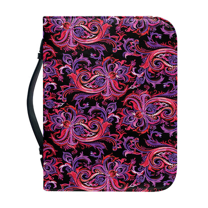 Purple Paisley Pattern Print Leather Bible Cover