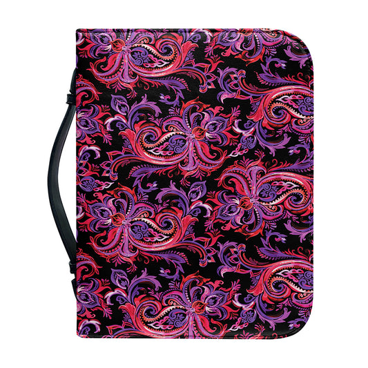 Purple Paisley Pattern Print Leather Bible Cover