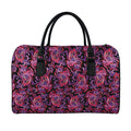 Purple Paisley Pattern Print Leather Duffel Bag