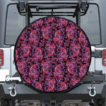 Purple Paisley Pattern Print Leather Spare Tire Cover