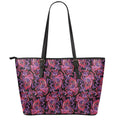 Purple Paisley Pattern Print Leather Tote Bag With Zipper