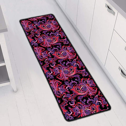 Purple Paisley Pattern Print Long Kitchen Mat
