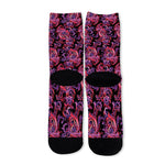 Purple Paisley Pattern Print Long Socks