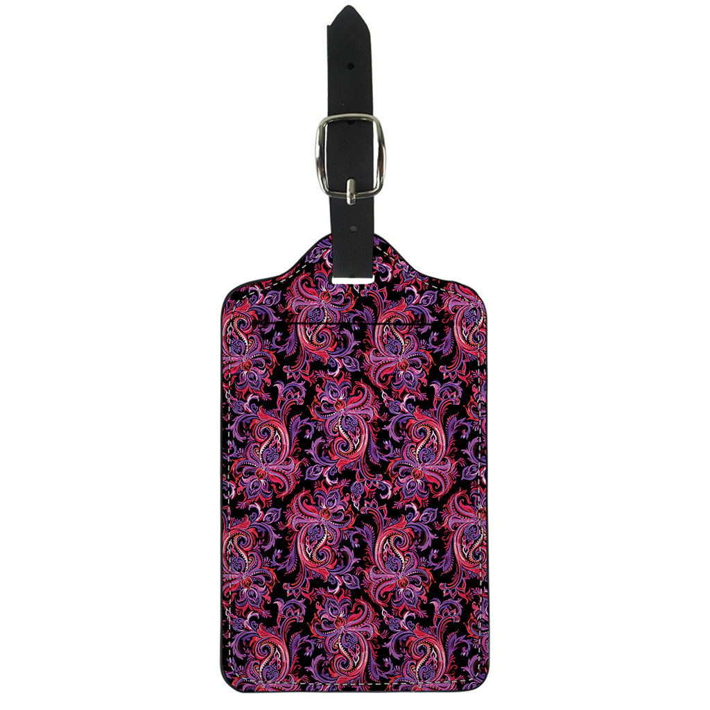 Purple Paisley Pattern Print Luggage Tag
