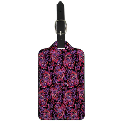 Purple Paisley Pattern Print Luggage Tag