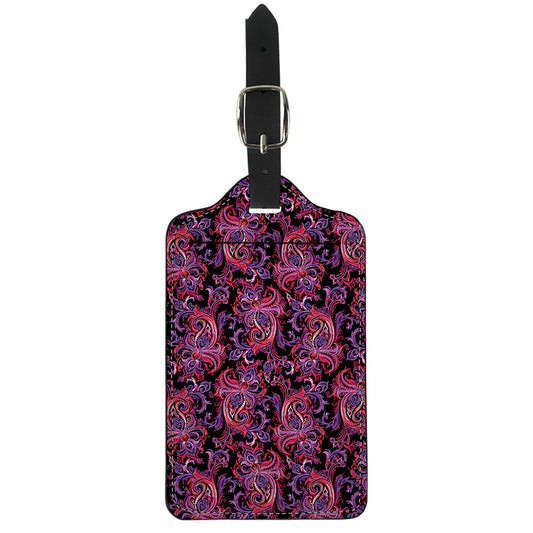 Purple Paisley Pattern Print Luggage Tag
