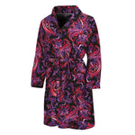 Purple Paisley Pattern Print Men's Bathrobe