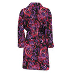 Purple Paisley Pattern Print Men's Bathrobe