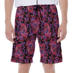 Purple Paisley Pattern Print Men's Beach Shorts