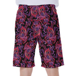 Purple Paisley Pattern Print Men's Beach Shorts