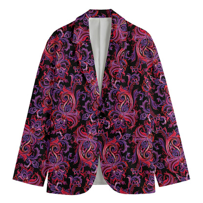Purple Paisley Pattern Print Men's Blazer