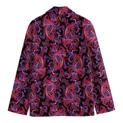 Purple Paisley Pattern Print Men's Blazer