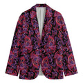 Purple Paisley Pattern Print Men's Cotton Blazer